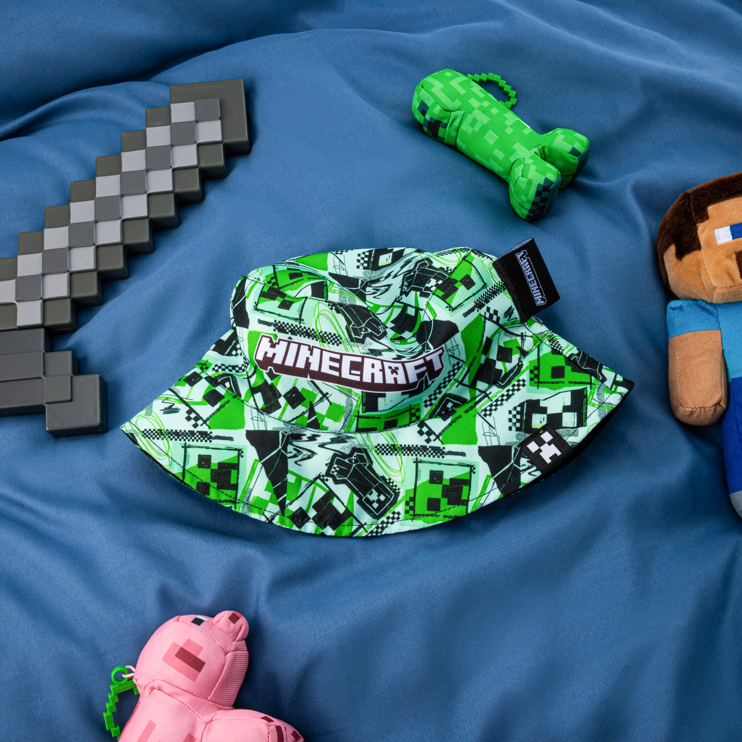 Boys Baseball Cap Minecraft Bucket Hat Youth Reversible Kids