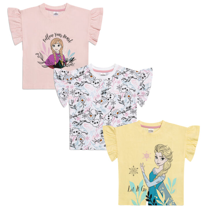 Disney Frozen T-Shirts for Girls Pack of 3